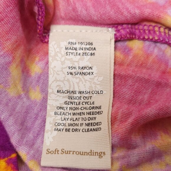 Soft Surroundings Womens Tie-Dye Dress S Purple Orange V-Neck Flutter Sleeve - Picture 6 of 8